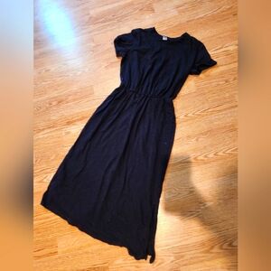 Old navy midi short sleeve black dress xs